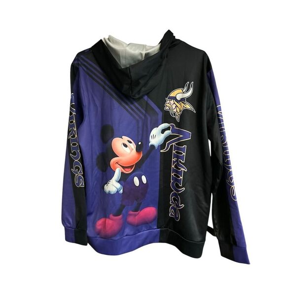 Minnesota Vikings Mickey Mouse 3D Hoodie‎ NFL Sweatshirt Unisex L - Picture 4 of 14